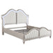 Five Star Furniture - Evangeline Tufted Upholstered Platform Bed Ivory and Silver Oak image
