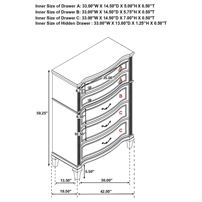 Five Star Furniture - Evangeline 6-drawer Chest Silver Oak