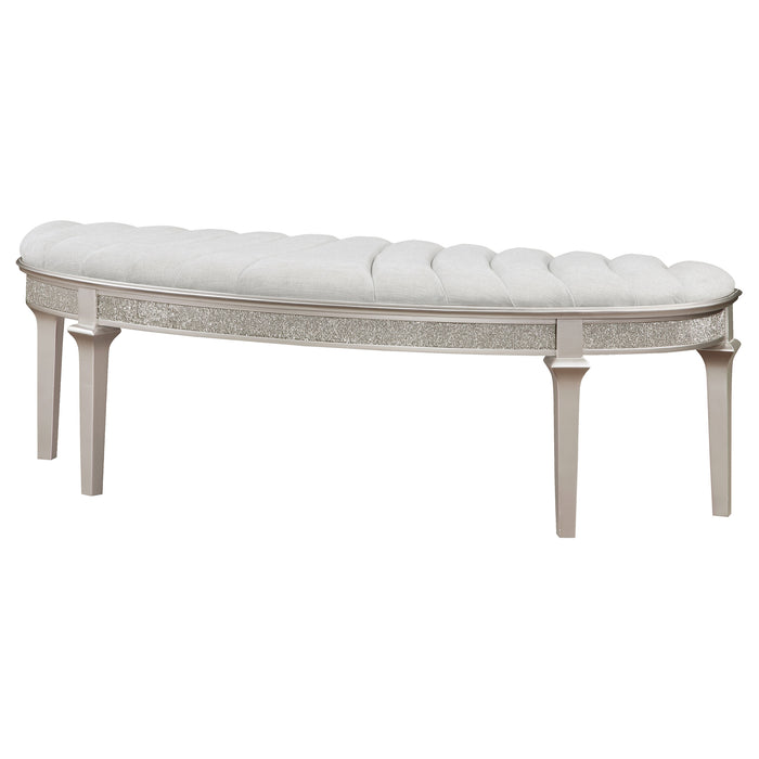 Five Star Furniture - Evangeline Upholstered Demilune Bench Ivory and Silver Oak