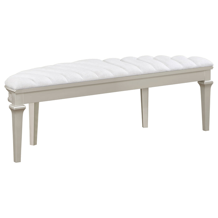 Five Star Furniture - Evangeline Upholstered Demilune Bench Ivory and Silver Oak