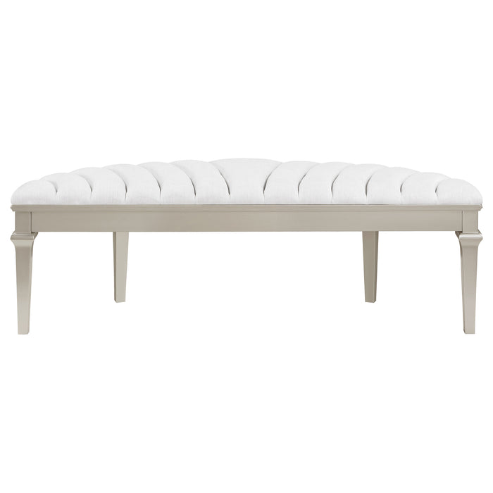 Five Star Furniture - Evangeline Upholstered Demilune Bench Ivory and Silver Oak