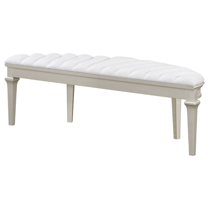 Five Star Furniture - Evangeline Upholstered Demilune Bench Ivory and Silver Oak