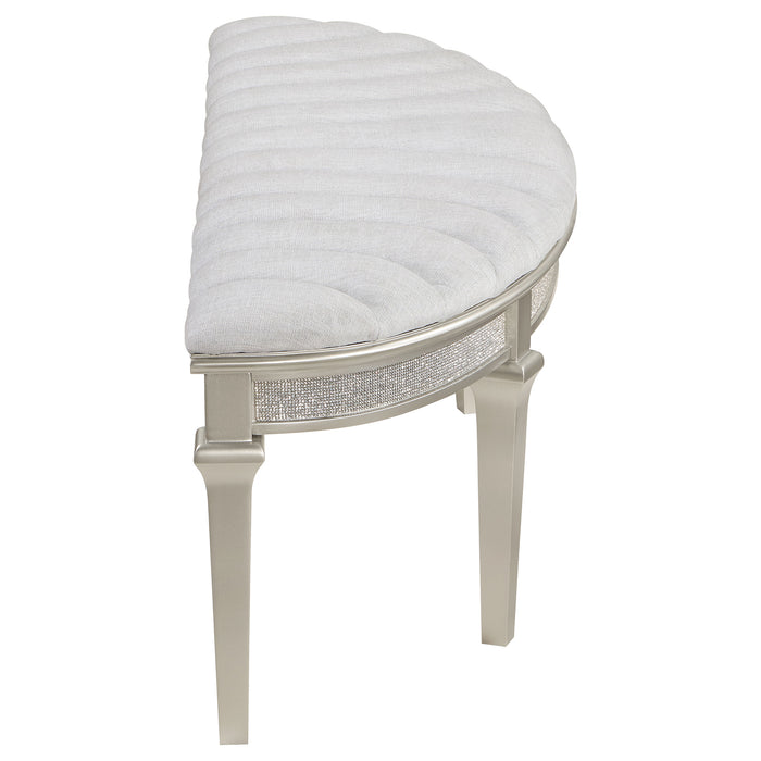 Five Star Furniture - Evangeline Upholstered Demilune Bench Ivory and Silver Oak