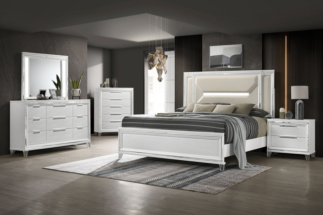 Five Star Furniture - Marmore Panel Bed with LED Lighting