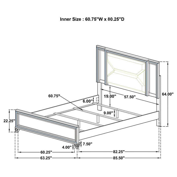 Five Star Furniture - Marmore Panel Bed with LED Lighting