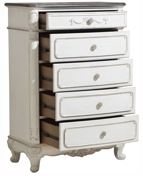 Five Star Furniture - Cinderella 5 Drawer Chest in Antique White with Grey Rub-Through 1386NW-9
