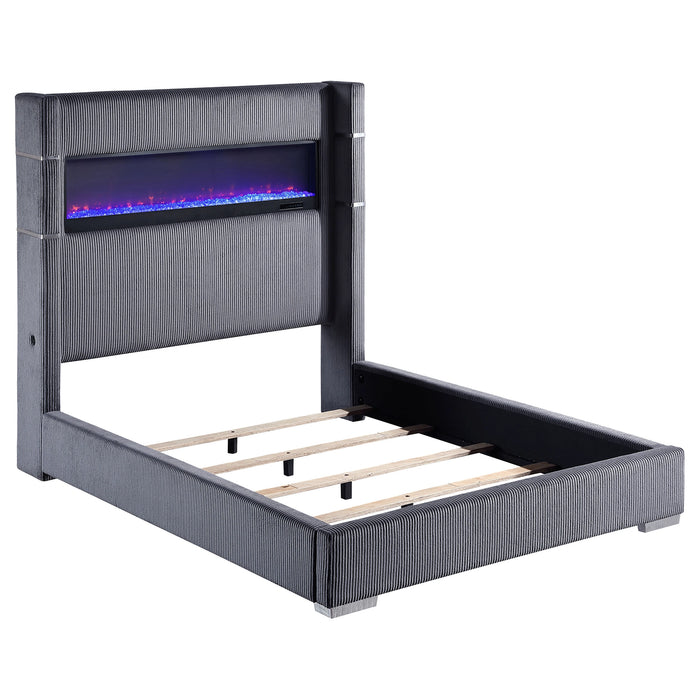 Five Star Furniture - Tisdall Wingback Bed with Flame Visualizer