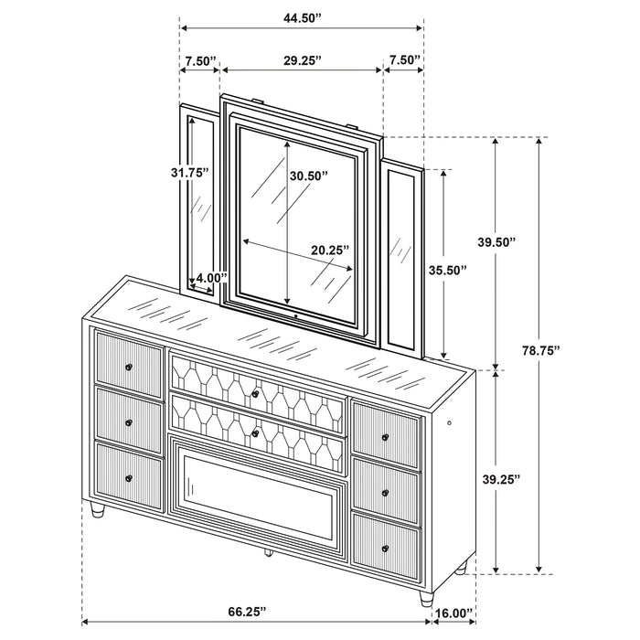 Five Star Furniture - Lorient LED Dresser with LED Mirror and Flame Visualizer