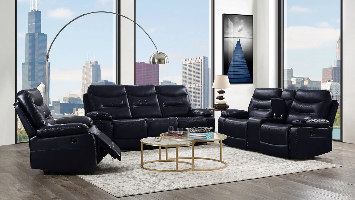 Five Star Furniture - Aashi Navy Leather-Gel Match Sofa (Motion)