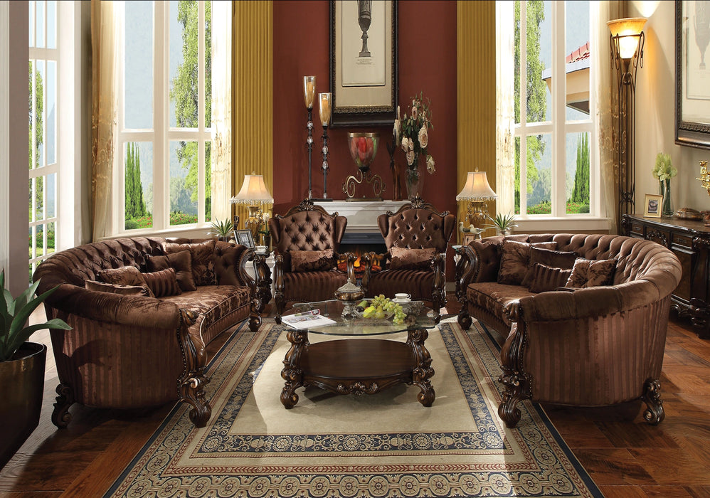 Five Star Furniture - Versailles Brown Velvet & Cherry Oak Sofa w/5 Pillows