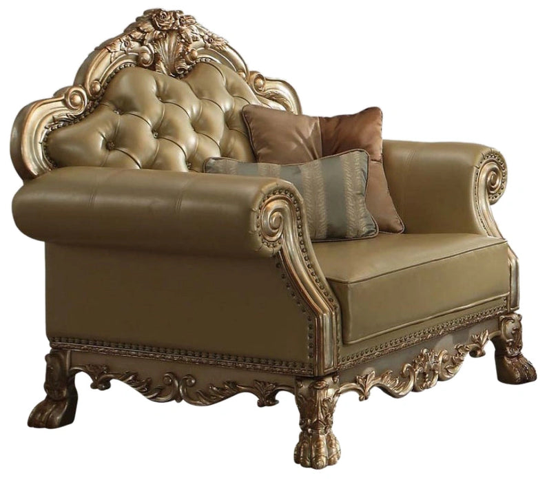 Five Star Furniture - Acme Dresden Chair w/ 2 Pillows in Gold Patina 53162