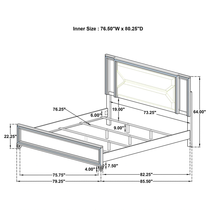Five Star Furniture - Marmore Panel Bed with LED Lighting