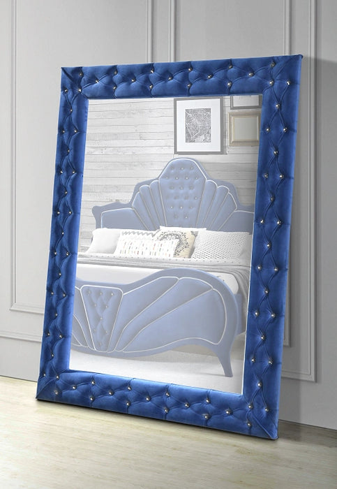 Five Star Furniture - Dante Blue Velvet Accent Floor Mirror