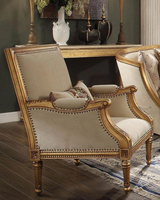 Five Star Furniture - Acme Furniture Daesha Accent Chair in Tan Flannel & Antique Gold 50838