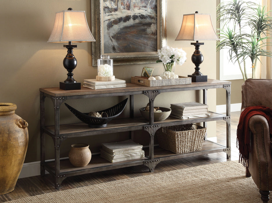 Five Star Furniture - Gorden Weathered Oak & Antique Silver Console Table