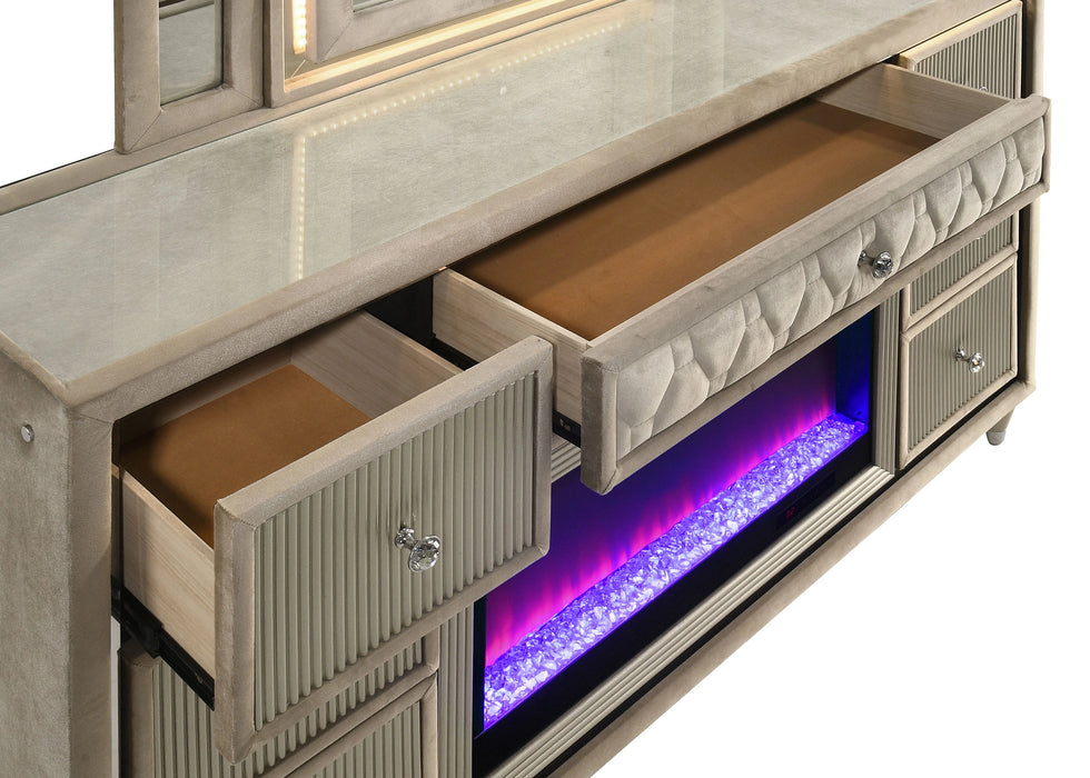 Five Star Furniture - Lorient LED Dresser with LED Mirror and Flame Visualizer