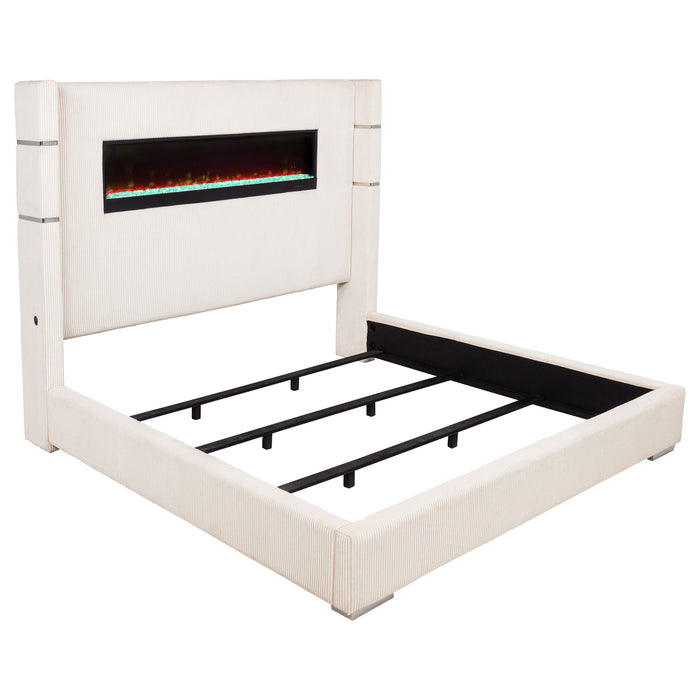 Five Star Furniture - Tisdall Wingback Bed with Flame Visualizer