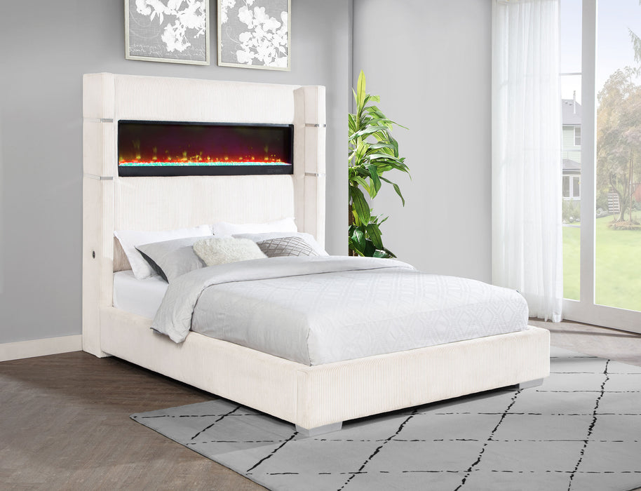 Five Star Furniture - Tisdall Wingback Bed with Flame Visualizer