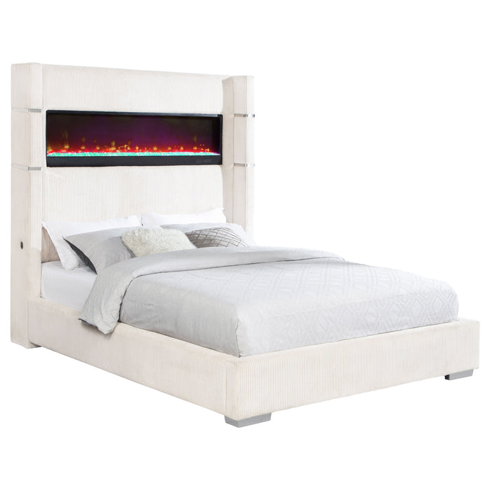 Five Star Furniture - Tisdall Wingback Bed with Flame Visualizer