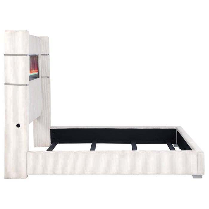 Five Star Furniture - Tisdall Wingback Bed with Flame Visualizer