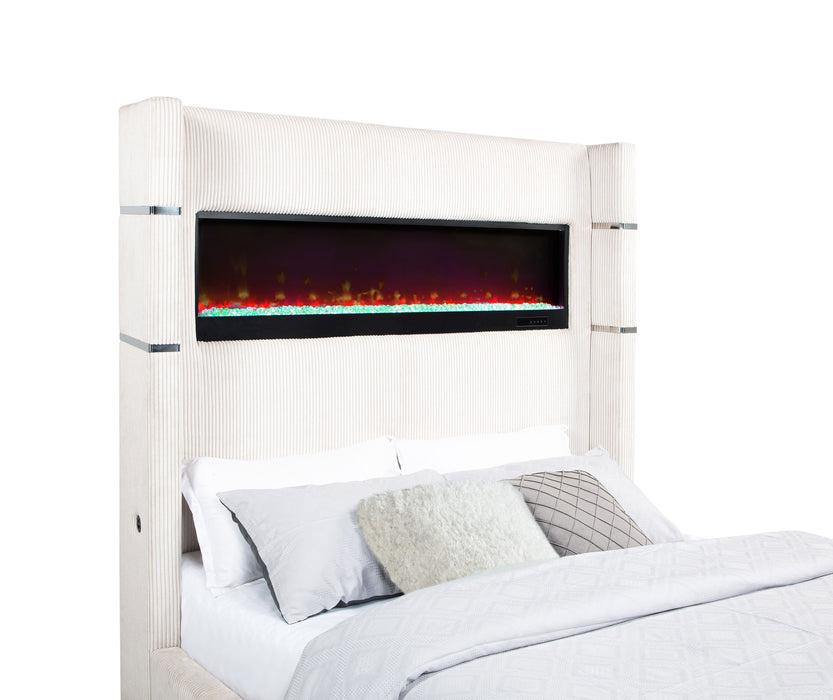 Five Star Furniture - Tisdall Wingback Bed with Flame Visualizer