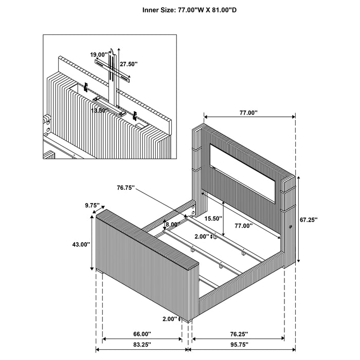 Five Star Furniture - Tisdall Wingback TV Bed with Flame Visualizer
