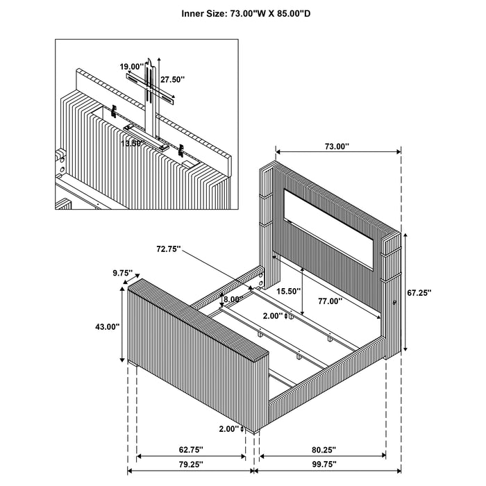 Five Star Furniture - Tisdall Wingback TV Bed with Flame Visualizer