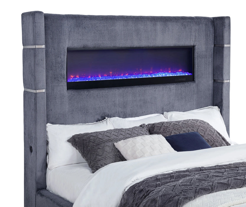 Five Star Furniture - Tisdall Wingback Bed with Flame Visualizer