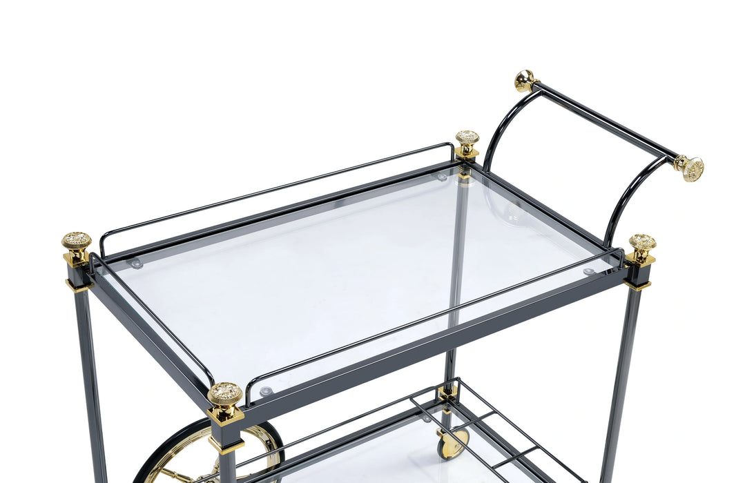 Five Star Furniture - Cyrus Black/Gold & Clear Glass Serving Cart
