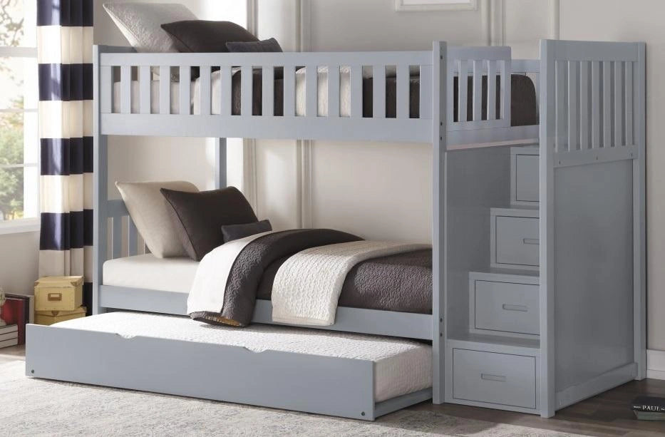 Five Star Furniture - Orion Bunk Bed w/ Reversible Step Storage and Twin Trundle in Gray B2063SB-1*R