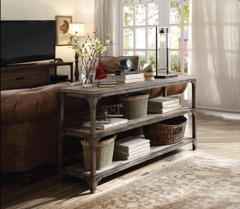 Five Star Furniture - Gorden Weathered Oak & Antique Silver Console Table