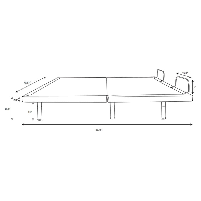 Five Star Furniture - Negan Eastern King, E.King, Queen, & Twin XL Adjustable Bed Base Grey and Black