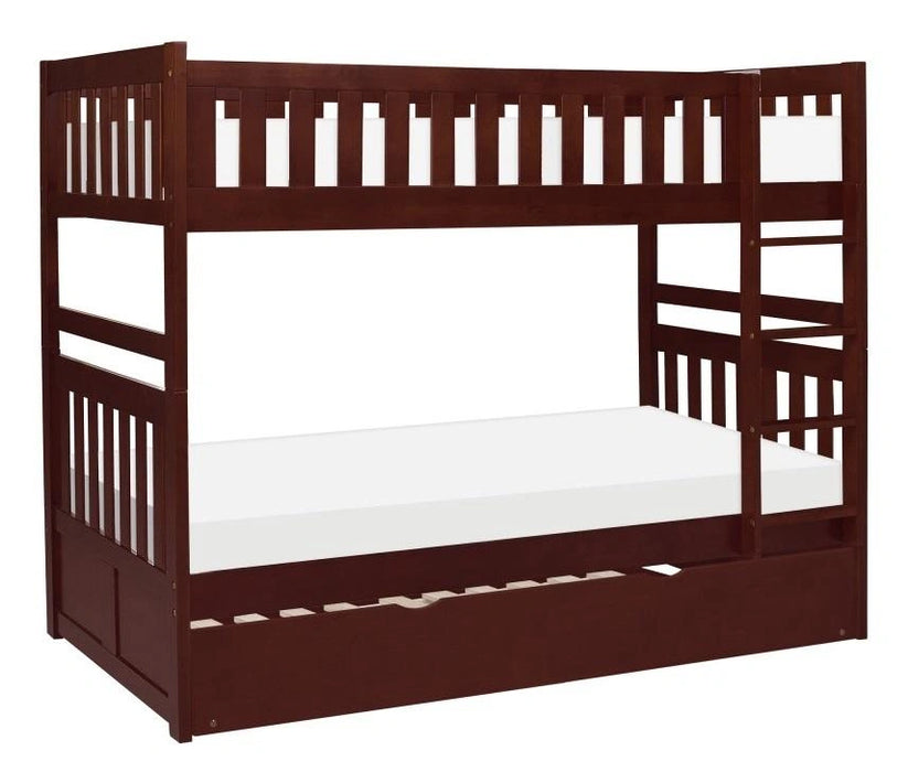 Five Star Furniture - Rowe Twin/Twin Bunk Bed w/ Twin Trundle Bed in Dark Cherry B2013DC-1*R