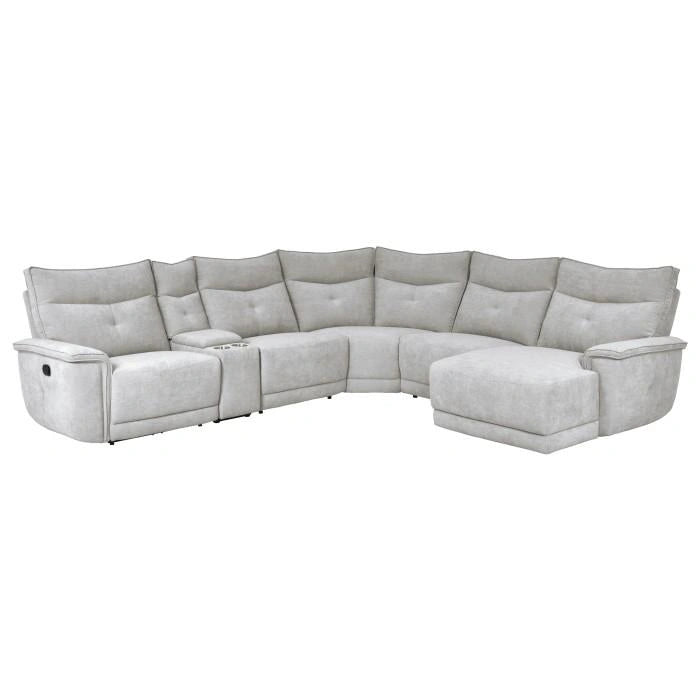 Five Star Furniture - Tesoro 6pc Sectional w/ Right Chaise in Mist Gray