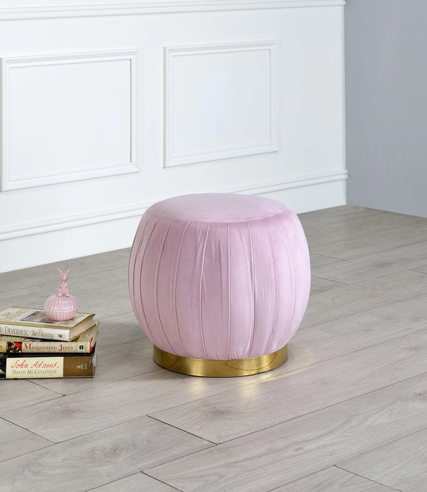 Five Star Furniture - Zinnia Pink Carnation Velvet & Gold Ottoman