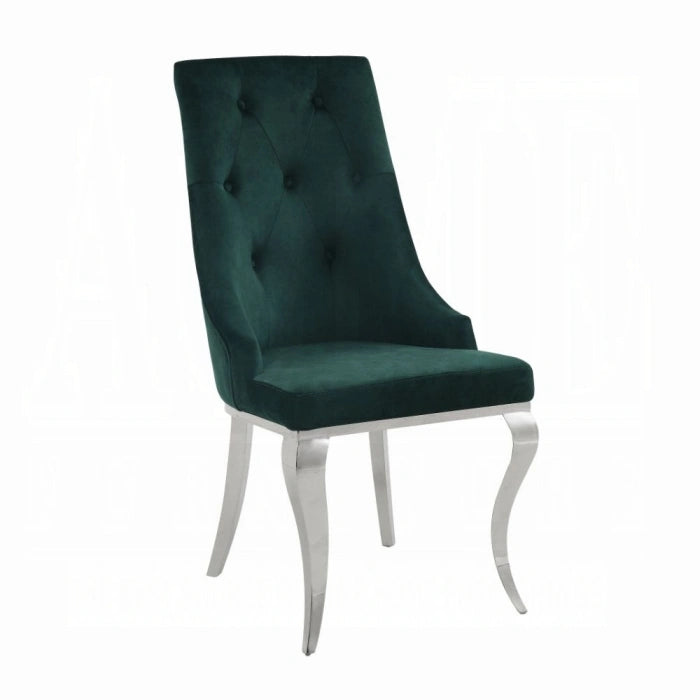 Five Star Furniture - Dekel Green Fabric & Stainless Steel Side Chair