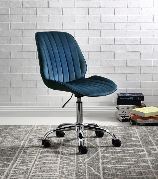 Five Star Furniture - Muata Twilight Blue Velvet & Chrome Office Chair