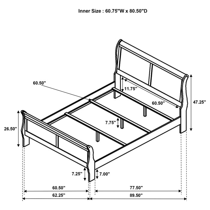 Five Star Furniture - Louis Philippe Sleigh Panel Bed