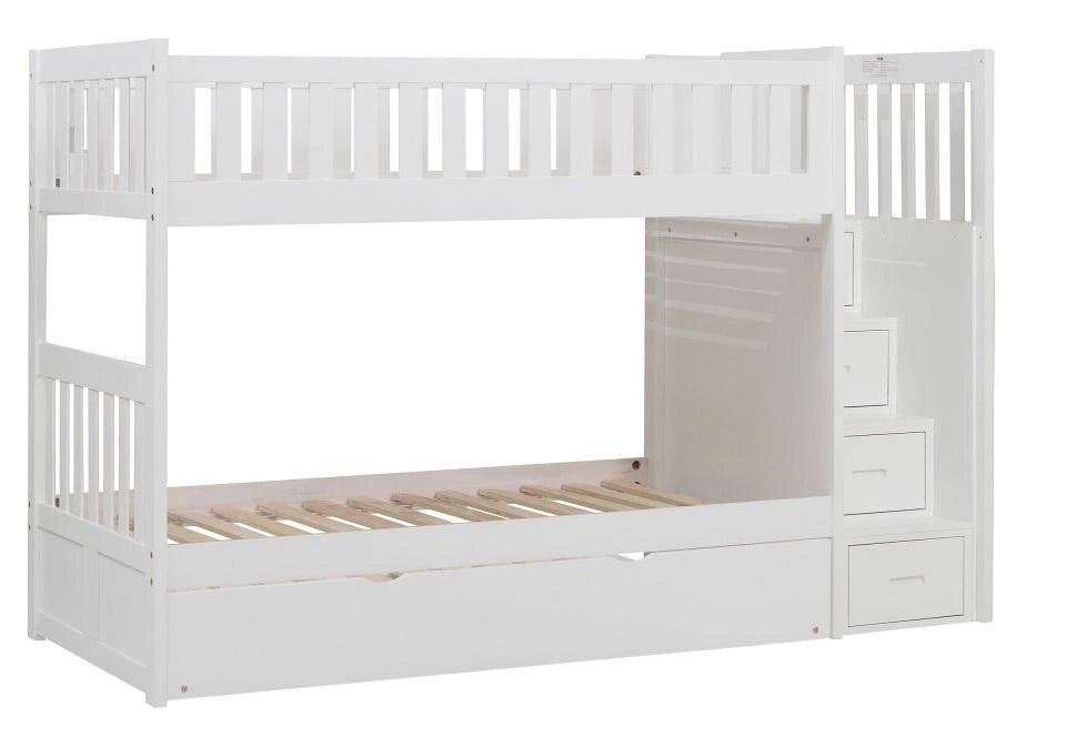 Five Star Furniture - Galen Bunk Bed w/ Reversible Step Storage and Twin Trundle in White B2053SBW-1*R