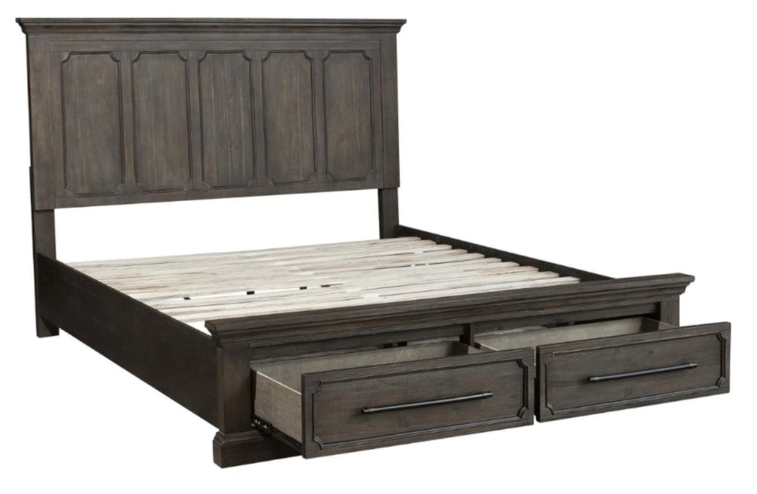 Five Star Furniture - Taulon King Platform Bed with Footboard Storage in Dark Oak 5438K-1EK*