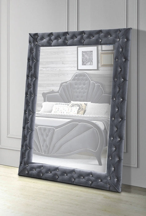 Five Star Furniture - Dante Gray Velvet Accent Floor Mirror