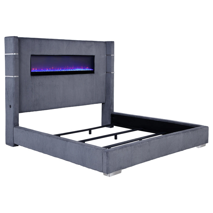 Five Star Furniture - Tisdall Wingback Bed with Flame Visualizer