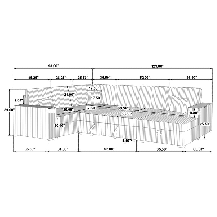 Five Star Furniture - Devonshire Pull-Out Sleeper Sectional Sofa