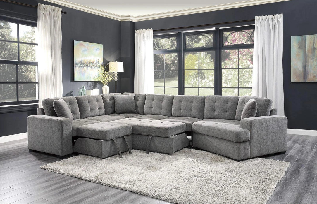Five Star Furniture - Logansport Left Side 2-Seater with Pull-out Ottoman and 1 Pillow in Gray 9401GRY-2L