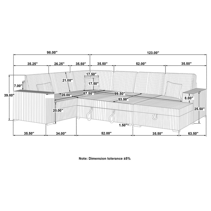 Five Star Furniture - Devonshire Pull-Out Sleeper Sectional Sofa