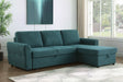 Five Star Furniture - Samantha Upholstered Sleeper Sofa Sectional with Storage Chaise Teal Blue image