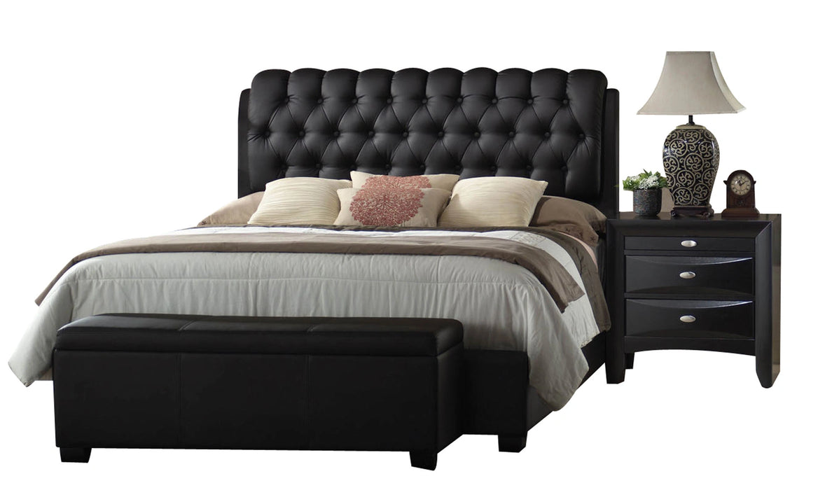 Five Star Furniture - Ireland II Black PU Eastern King Bed