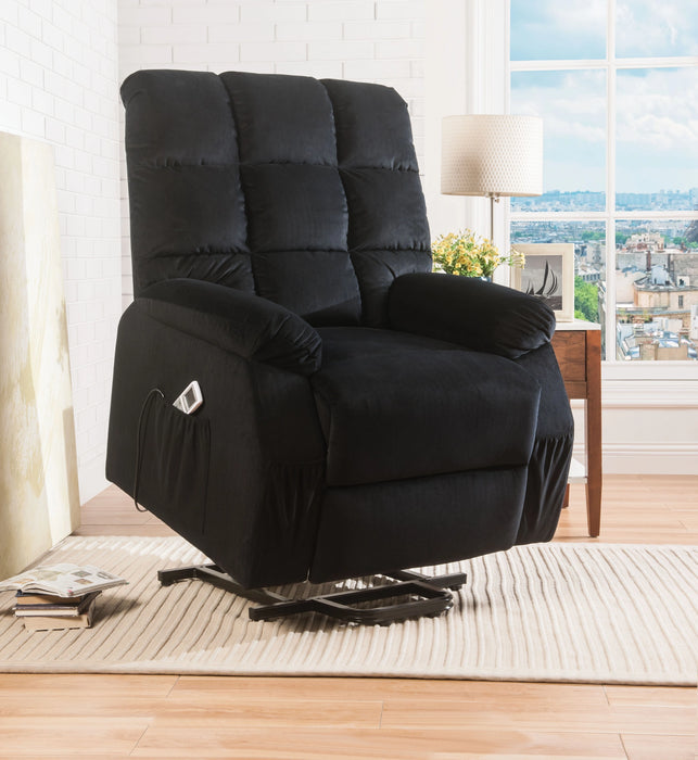 Five Star Furniture - Ipompea Black Velvet Recliner w/Power Lift & Massage