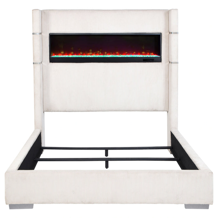 Five Star Furniture - Tisdall Wingback Bed with Flame Visualizer