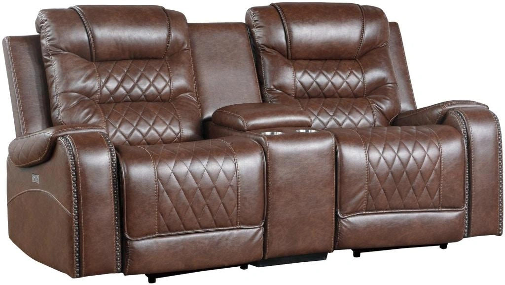 Five Star Furniture - Putnam Power Double Reclining Loveseat in Brown 9405BR-2PW